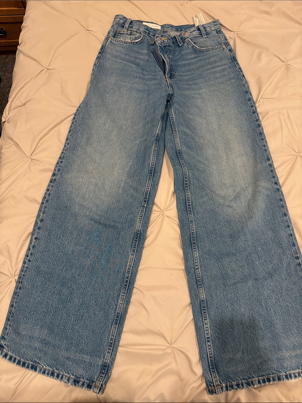 Zara Light Blue Wide-Leg Denim Jeans
